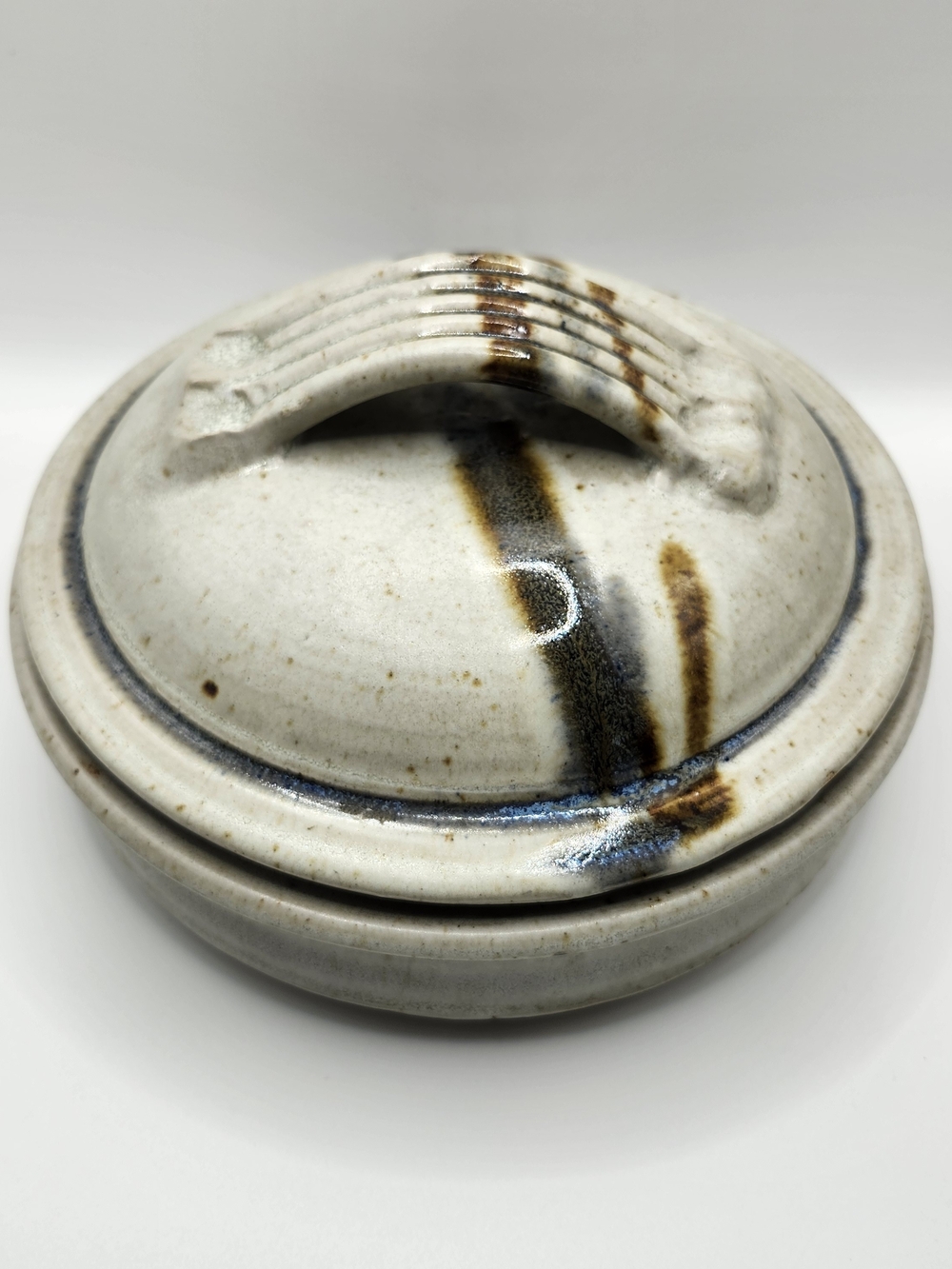 Rob Grimes Pottery Tortilla Warmer Stoneware Signed Praise God Texas/Neutral